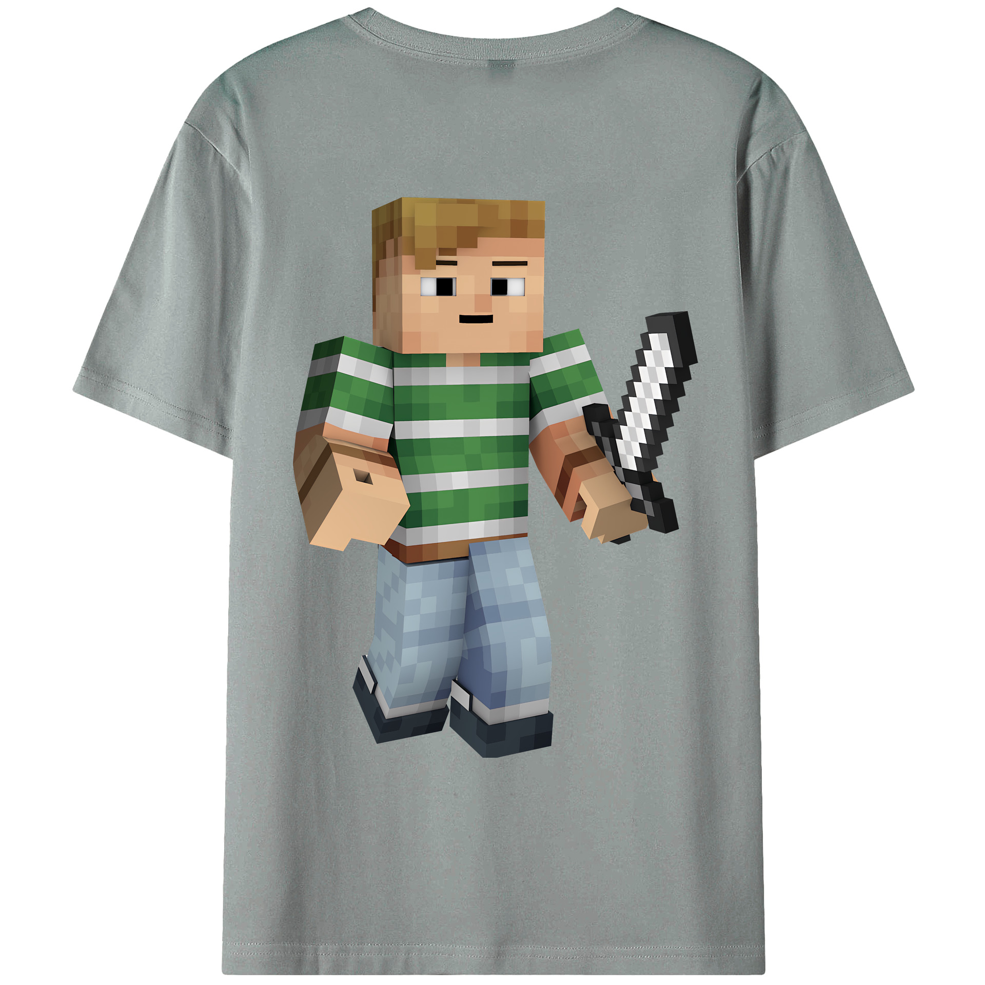 （画像用） マインクラフト ブロックの世界 Minecraft MC Block world 綿100％ メンズ半袖Tシャツ（バックプリント） 通気性
